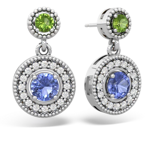 peridot-tanzanite halo earrings