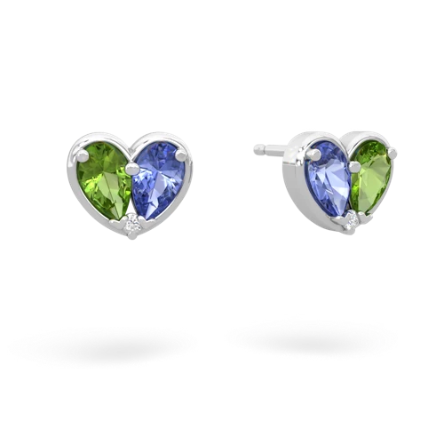 peridot-tanzanite one heart earrings