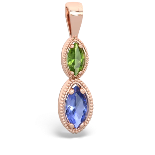 peridot-tanzanite antique milgrain pendant