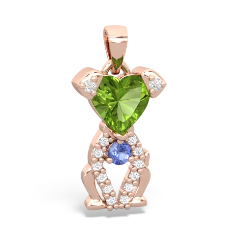 peridot-tanzanite birthstone puppy pendant