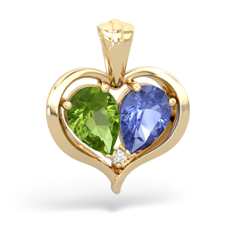 peridot-tanzanite half heart whole pendant