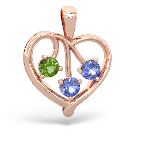 peridot-tanzanite love heart pendant