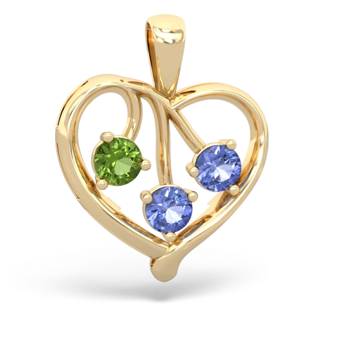 peridot-tanzanite love heart pendant