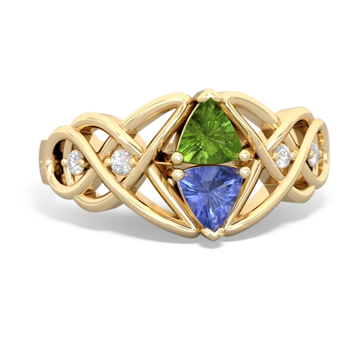 peridot-tanzanite celtic knot ring