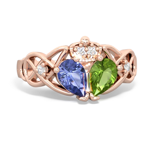 peridot-tanzanite claddagh ring