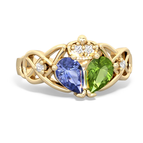 peridot-tanzanite claddagh ring