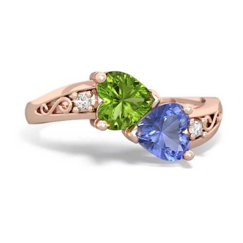 peridot-tanzanite filligree ring