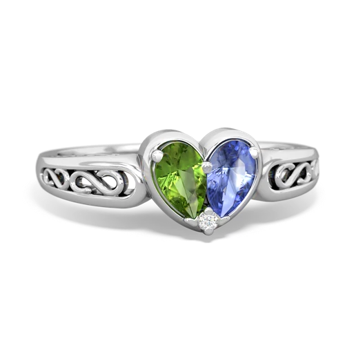 peridot-tanzanite filligree ring