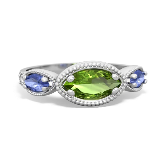 peridot-tanzanite milgrain marquise ring