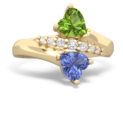 peridot-tanzanite modern ring