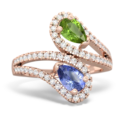 peridot-tanzanite pave swirls ring