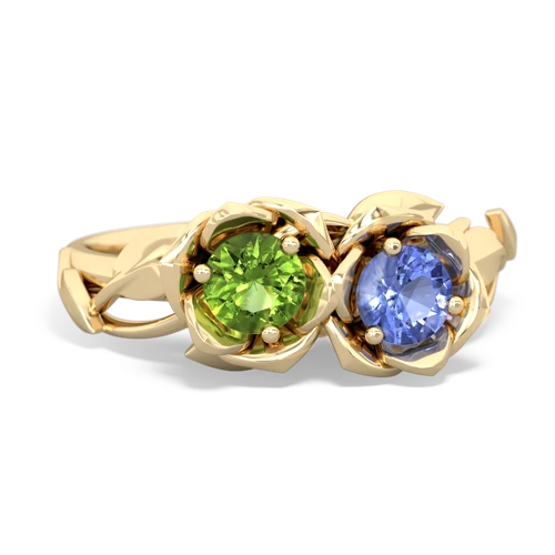 peridot-tanzanite roses ring