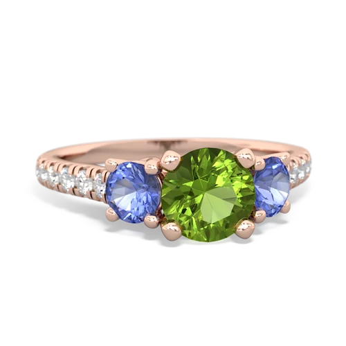 peridot-tanzanite trellis pave ring