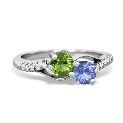 peridot-tanzanite two stone infinity ring