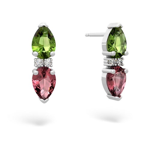 peridot-tourmaline bowtie earrings