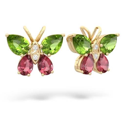 peridot-tourmaline butterfly earrings