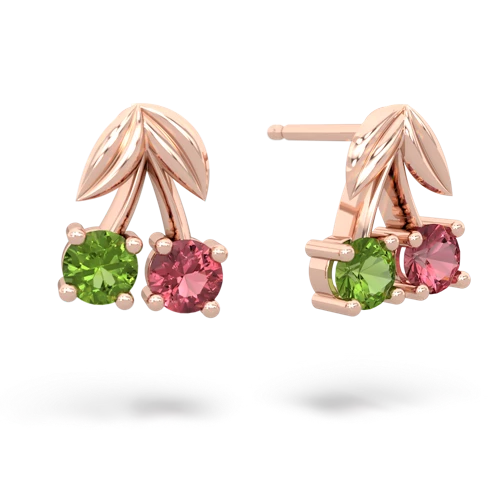 peridot-tourmaline cherries earrings