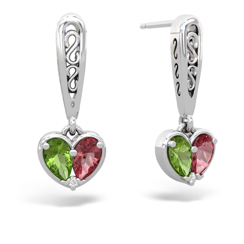 peridot-tourmaline filligree earrings