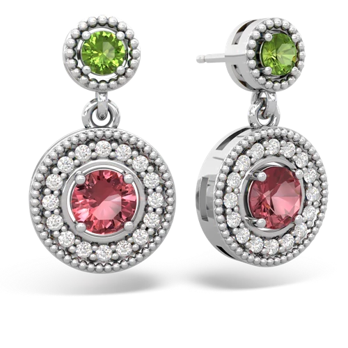 peridot-tourmaline halo earrings