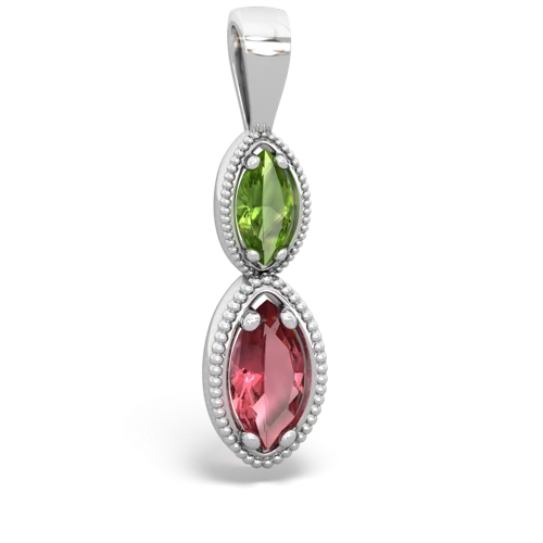 peridot-tourmaline antique milgrain pendant