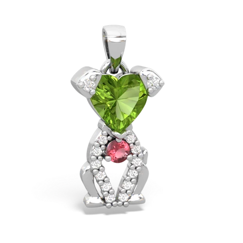 peridot-tourmaline birthstone puppy pendant