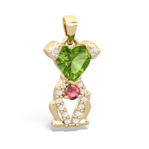 peridot-tourmaline birthstone puppy pendant