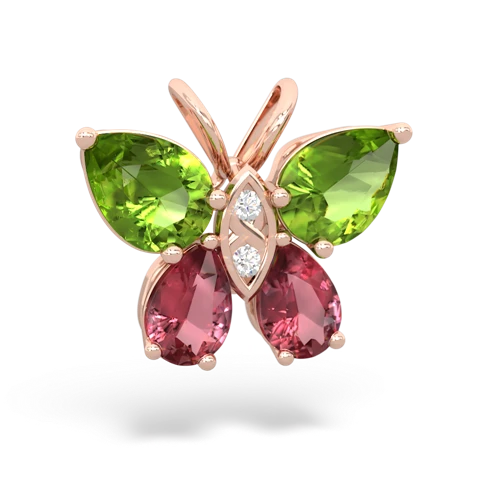 peridot-tourmaline butterfly pendant