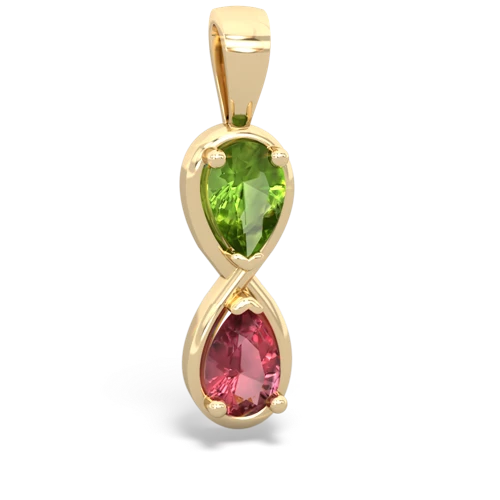 peridot-tourmaline infinity pendant