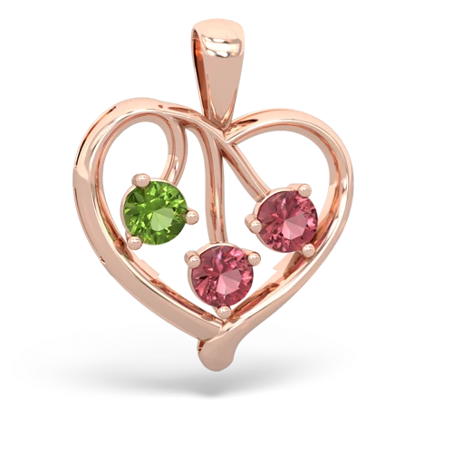 peridot-tourmaline love heart pendant