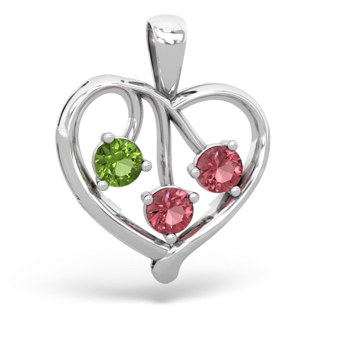 peridot-tourmaline love heart pendant