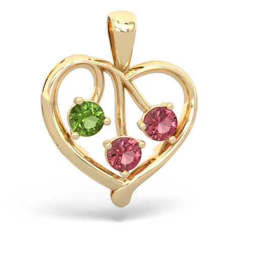 peridot-tourmaline love heart pendant