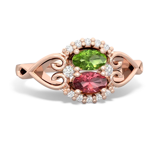 Peridot Genuine Peridot with Genuine Pink Tourmaline Love Nest ring Ring