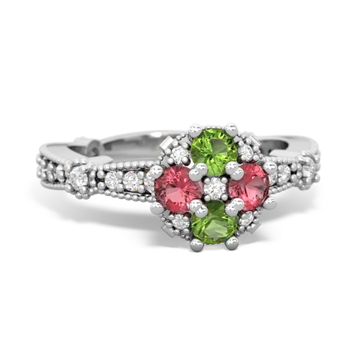 peridot-tourmaline art deco engagement ring