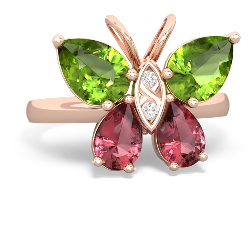 peridot-tourmaline butterfly ring