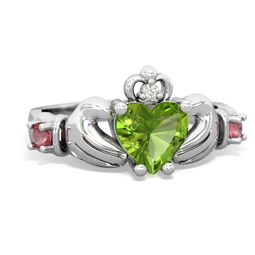 Peridot Genuine Peridot with Genuine Pink Tourmaline and  Claddagh ring Ring