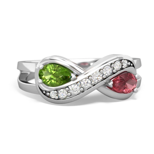 peridot-tourmaline diamond infinity ring