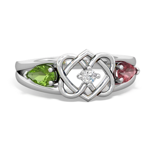 peridot-tourmaline double heart ring