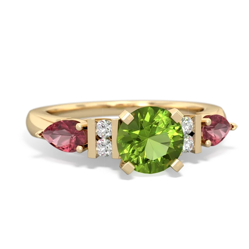 Peridot Genuine Peridot with Genuine Pink Tourmaline and Lab Created Ruby Engagement ring Ring