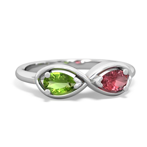 peridot-tourmaline infinity ring