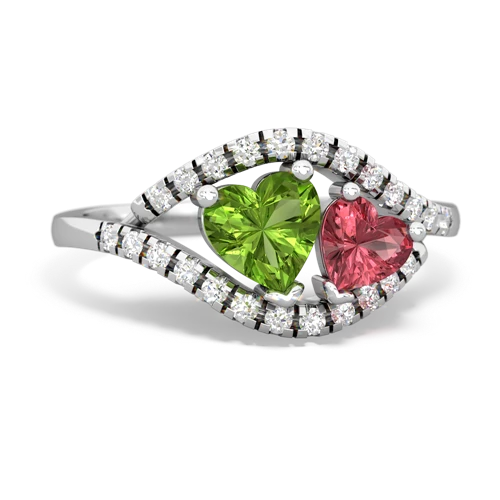Peridot Genuine Peridot with Genuine Pink Tourmaline Mother and Child ring Ring