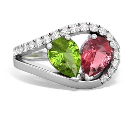 Peridot Genuine Peridot with Genuine Pink Tourmaline Nestled Heart Keepsake ring Ring