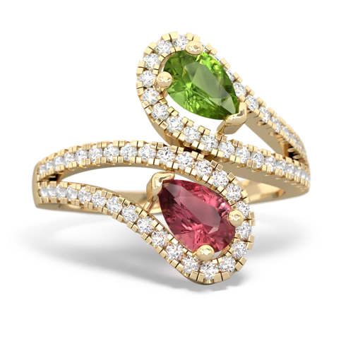 Peridot Genuine Peridot with Genuine Pink Tourmaline Diamond Dazzler ring Ring