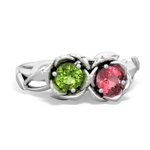 peridot-tourmaline roses ring