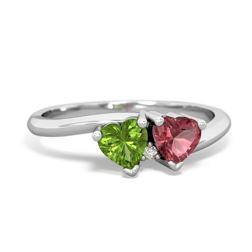 Peridot Genuine Peridot with Genuine Pink Tourmaline Sweetheart's Promise ring Ring