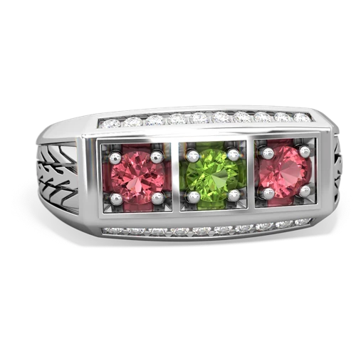 peridot-tourmaline three stone ring