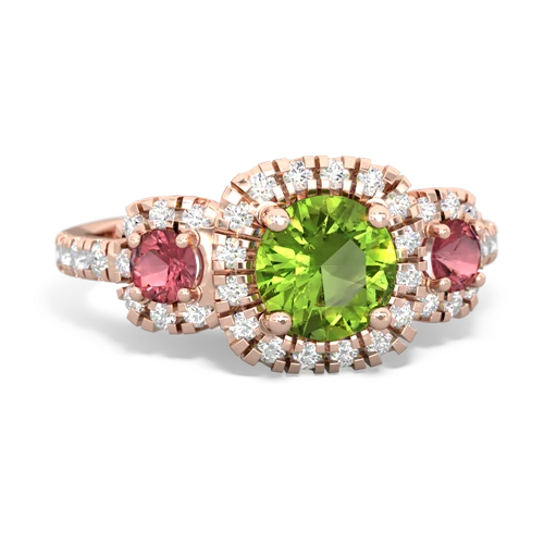 Peridot Genuine Peridot with Genuine Pink Tourmaline and Lab Created Ruby Regal Halo ring Ring