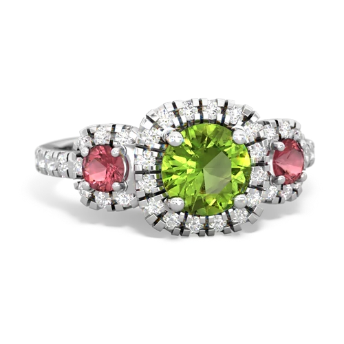 peridot-tourmaline three stone regal ring