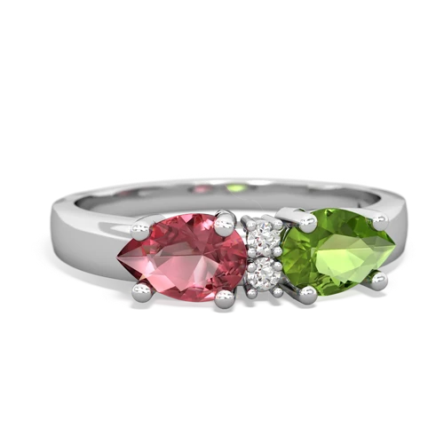 Peridot Genuine Peridot with Genuine Pink Tourmaline Pear Bowtie ring Ring