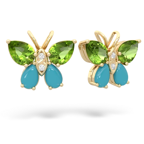 peridot-turquoise butterfly earrings