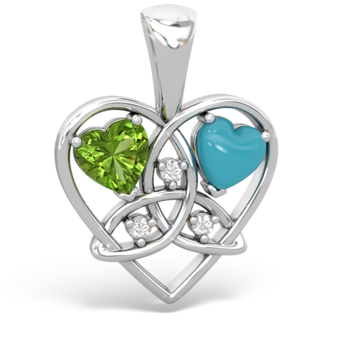 peridot-turquoise celtic heart pendant